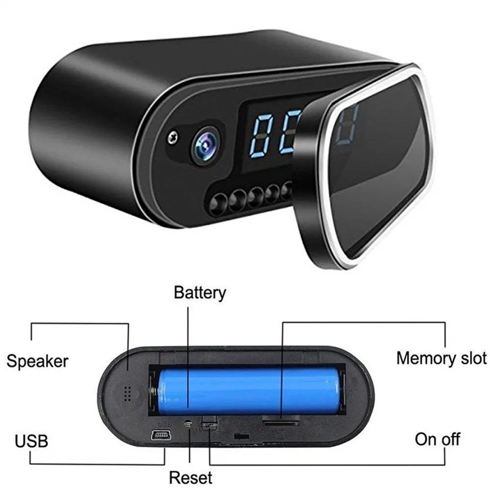 HD 1080P Wifi Clock Camera Control IR Night Vision View DVR Camcorder Camera Mini Wireless Clock