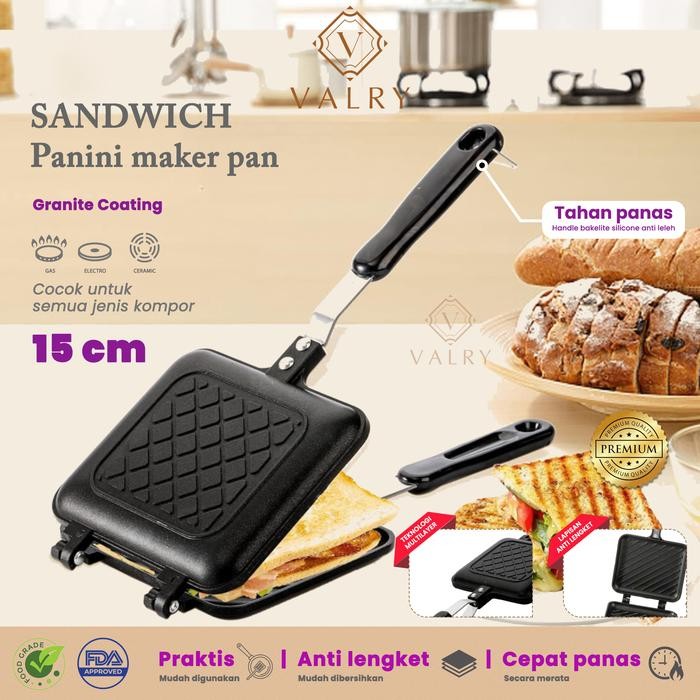 Klik Sandwich Maker Panini Panci Buat Roti Panggang Valry -Gratisongkir