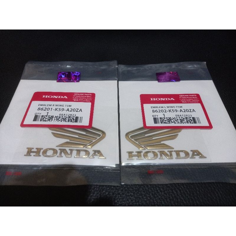 emblem timbul sayap honda gold (set)