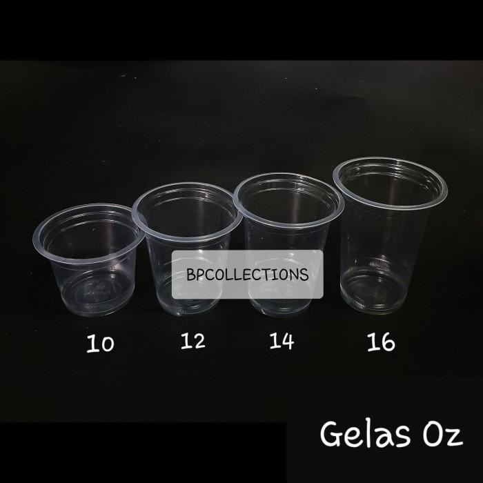1 DUS 2000 pcs GELAS PLASTIK 10OZ 12OZ 14OZ 16OZ 22OZ OZ CUP OZ GROSIR
