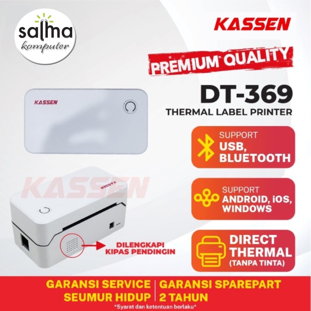PRINTER RESI THERMAL LABEL KASSEN DT 369 - BLUETOOTH PRINTER THERMAL