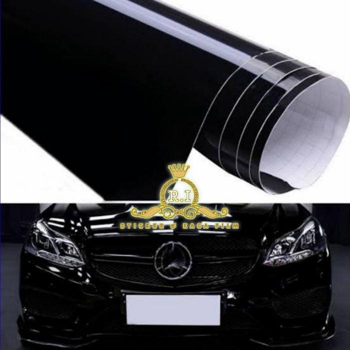 [LEBAR 122CM] Sticker HITAM Glossy Skotlet Mobil Motor Car Wrapping