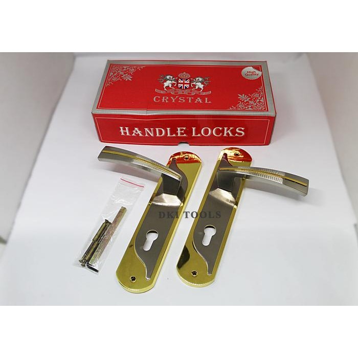 GAGANG HANDLE PINTU RUMAH CRYSTAL UK BESAR GOLD GEMBOK STAINLESS