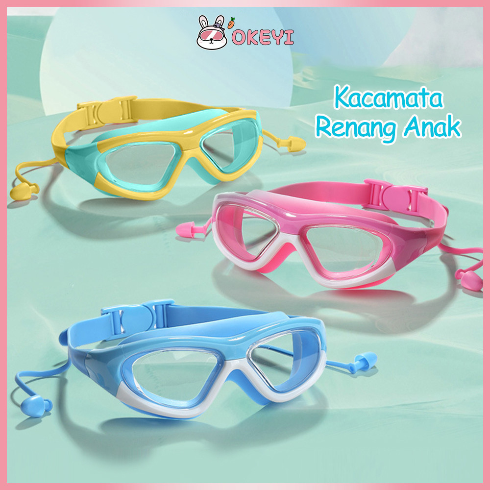 VIVE OKEYI Kacamata Renang Snorkling Anak 3-15 Tahun Kacamata Renang Anak Anti Fog Degan Pelindung
