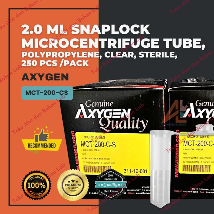 AXYGEN, Microtube 2,0 ml, Boil Proof, Flat Cap, Sterile, 250 pcs/pack