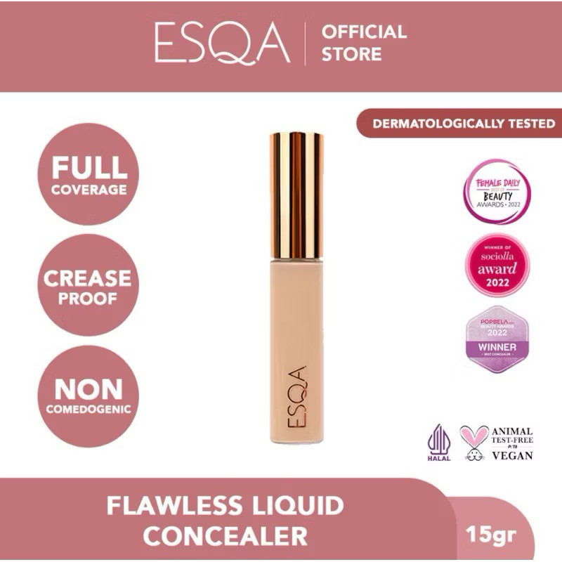 Laks ESQA Flawless Liquid Concealer - Custard FULLSIZE 15GRAM