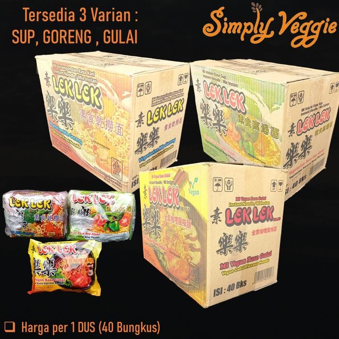 

Ready JT Lek Lek Mie Instant Vegetarian Instant Noodle Vegan 1 DUS (40 BUNGKUS)