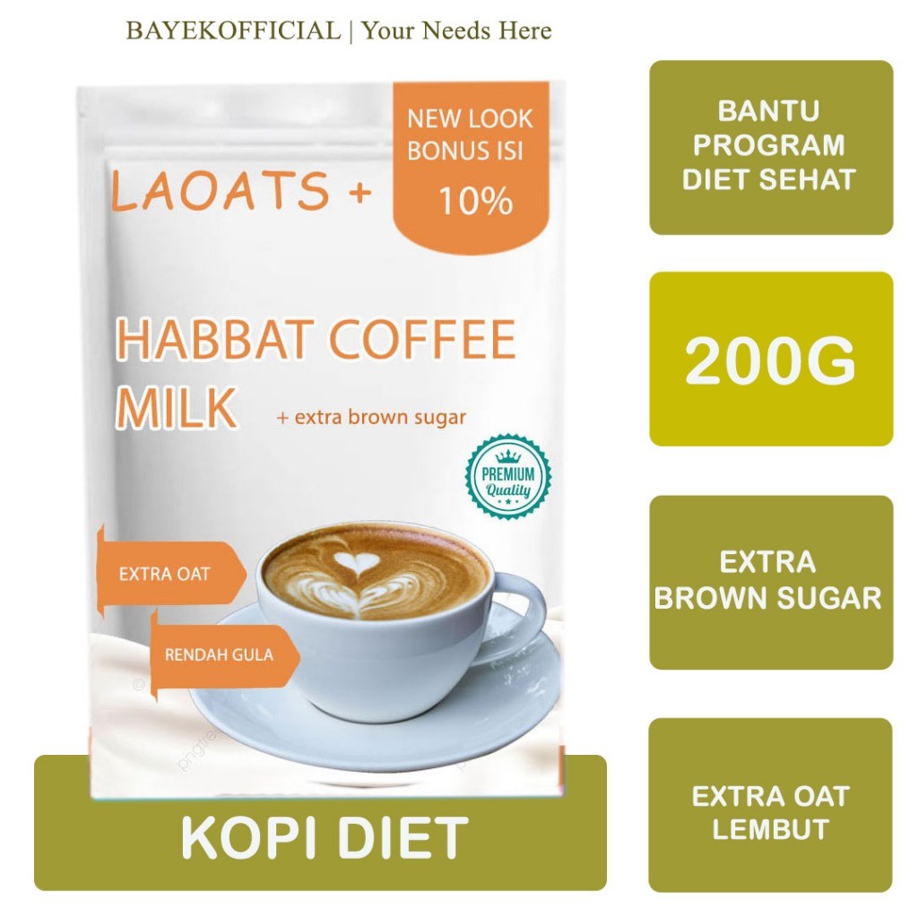 

PROMO Minuman Kopi Bubuk Tanpa Ampas Kopi Susu Gula Aren Badan Penurun Berat Badan Laoats
