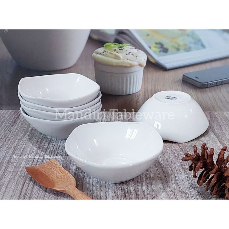 6 Pcs Mangkok Cuko Pempek Keramik Ukuran kecil 4,25 cm el Wave Putih s Best Quality