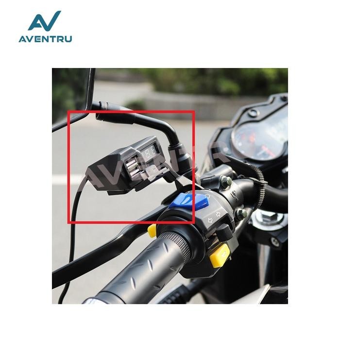 Motorcycle Digital Voltmeter Phone Charger Motor Cas Hp Motor 2 Usb Terlaris