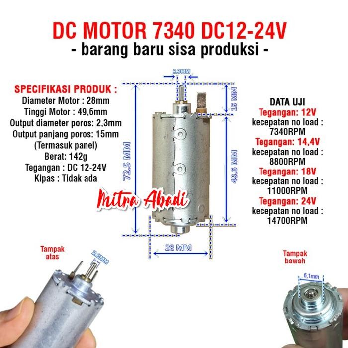 Dinamo Motor 7340 DC 12 - 24V