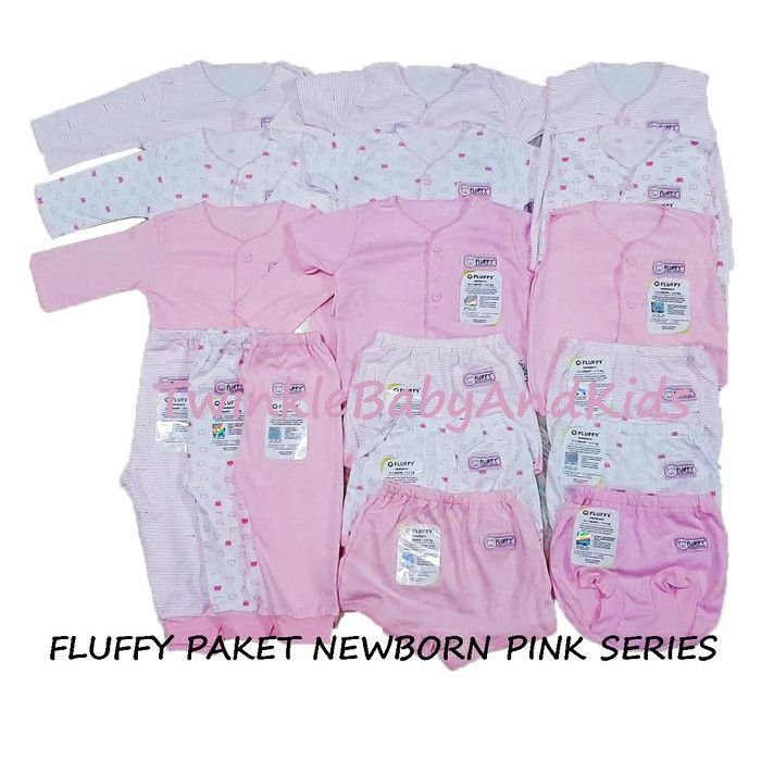 Fluffy Paket Baju Bayi Newborn 0-3 Bulan Pink Series Perempuan Kado
