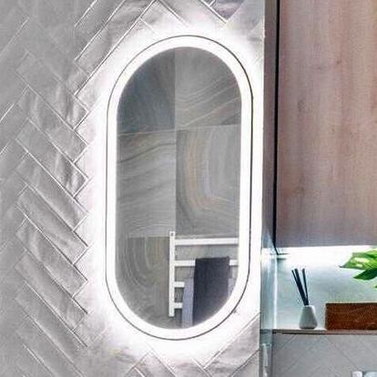 Cermin Kamar Mandi LED Minimalis Touchscreen Wastafel Sanblas