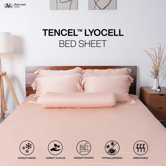 PREMIUM Sprei Polos Tencel Lyocell 60s Bamboo Fiber Fitted Bed Sheet - Close Your Eyes