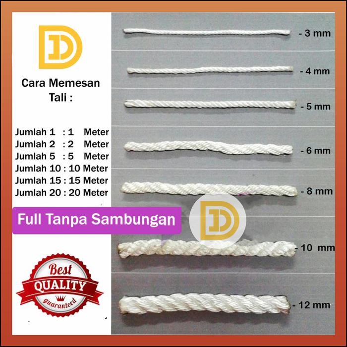 PREMIUM Tali Tambang Kecil Nilon Nylon 4mm 6mm 8mm Ikat Barang Tali Bendera
