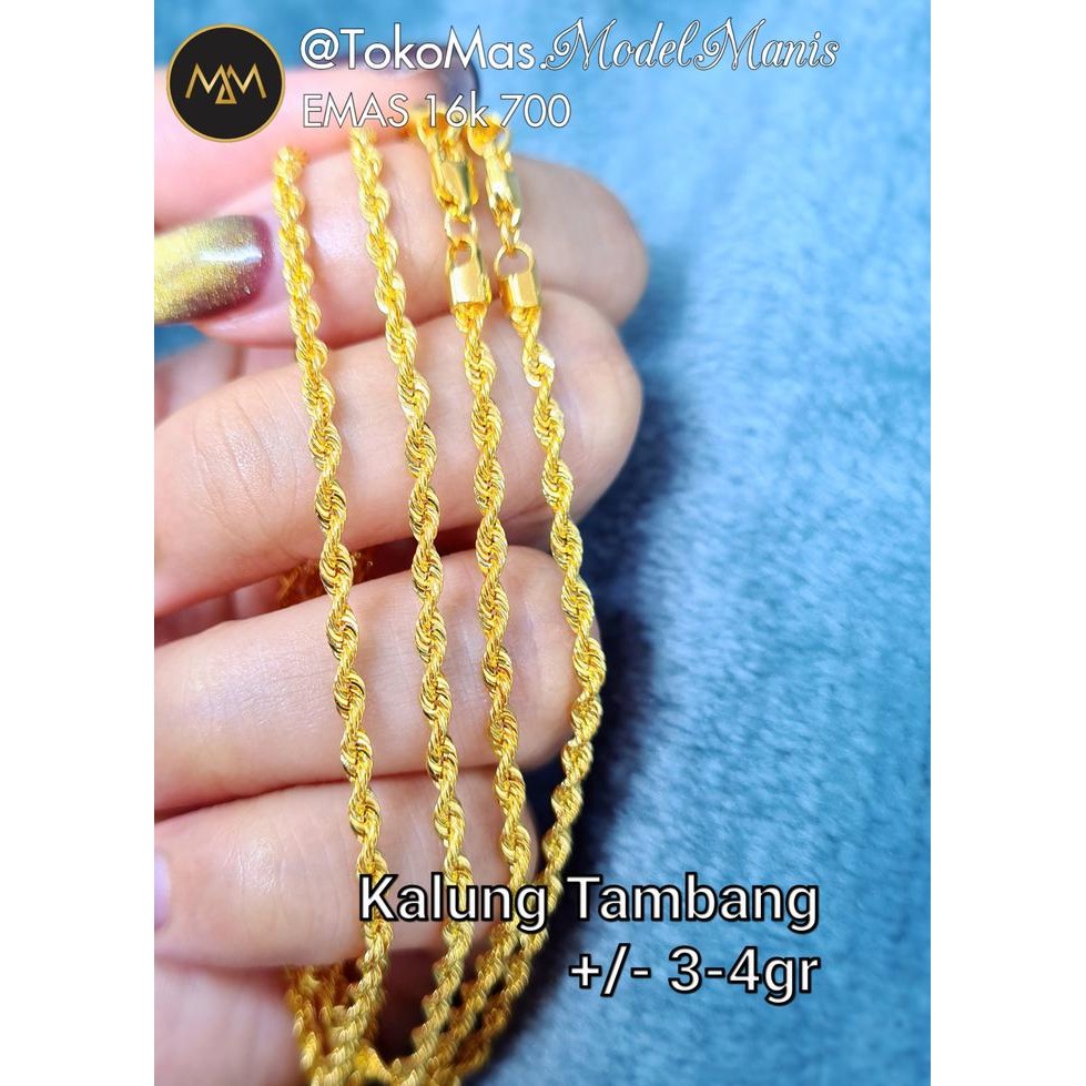 PREMIUM kalung Tambang emas kuning 700 kadar 16k