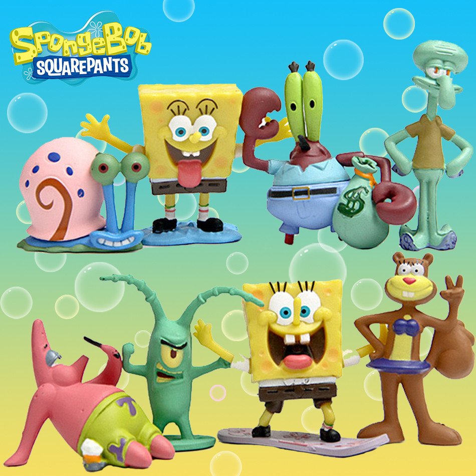 8Pcs Anime Figures Bob Crab Boss Patrick Star Action Figures Patrick Star Anime Figurines Children