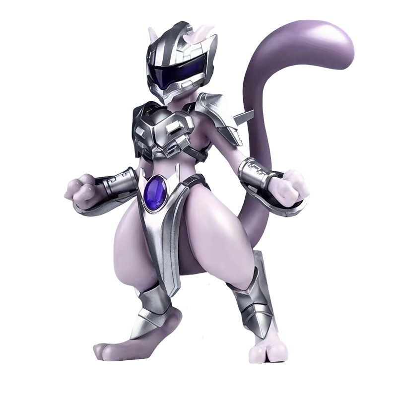 11Cm Armored Mewtwo Gk Pokemon Action Figure Doll Anime Figure Steel Mewtwo Figurine Statue Model