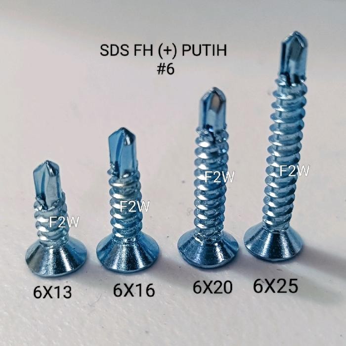 Promo Terbatas #6X20 Sds Fh (+) 6X20 Moon Lion Sekrup Drilling Fh (+) Putih Skrup Roofing Fh #6X20