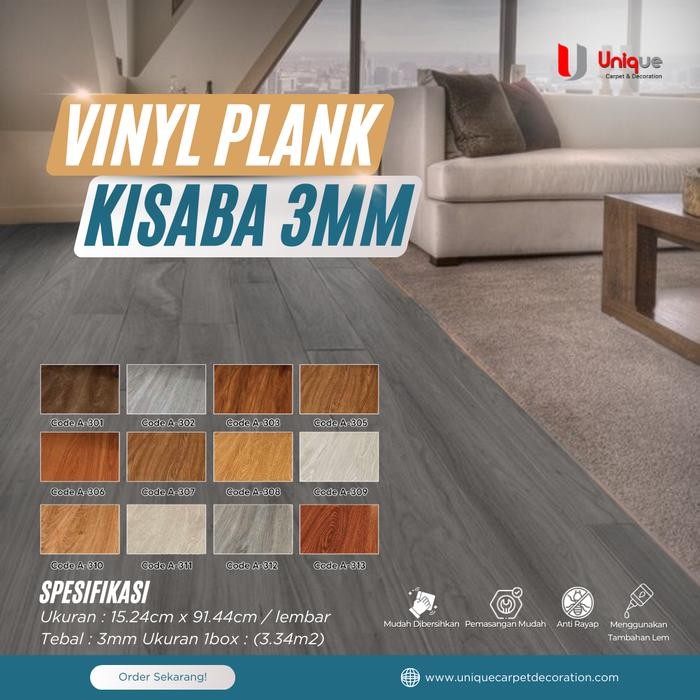 PREMIUM Vinyl Floor Tile 3mm / Kisaba Lantai Vinyl Motif Kayu / Vinyl Lembaran