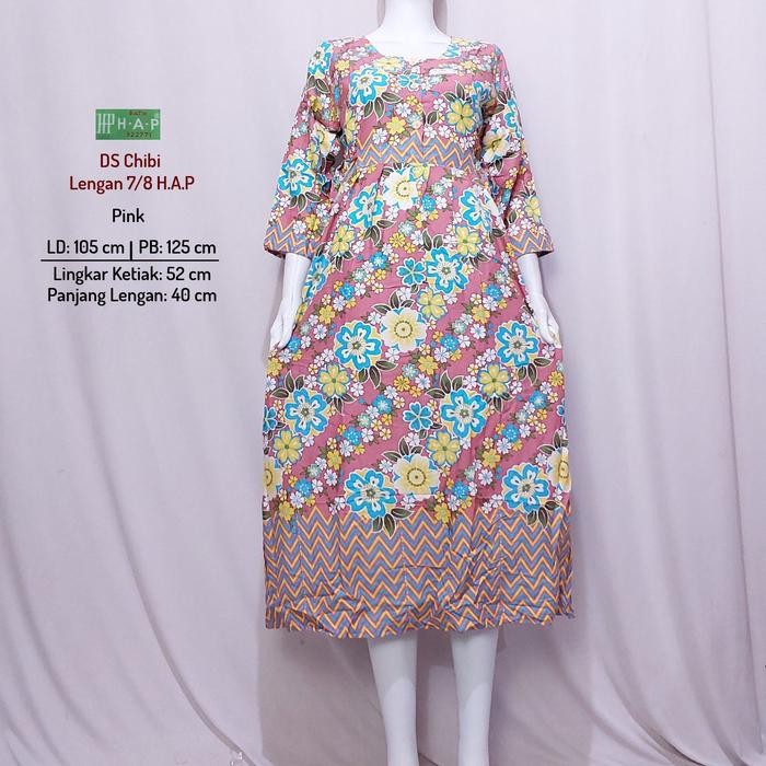 Batik H.A.P Daster Chibi Lengan 7/8 Daster Panjang Semata Kaki 3 Kancing Depan