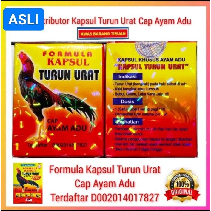 FORMULA KAPSUL TURUN URAT 4 CAPSUL CAP AYAM ADU OBAT AYAM TURUN URAT