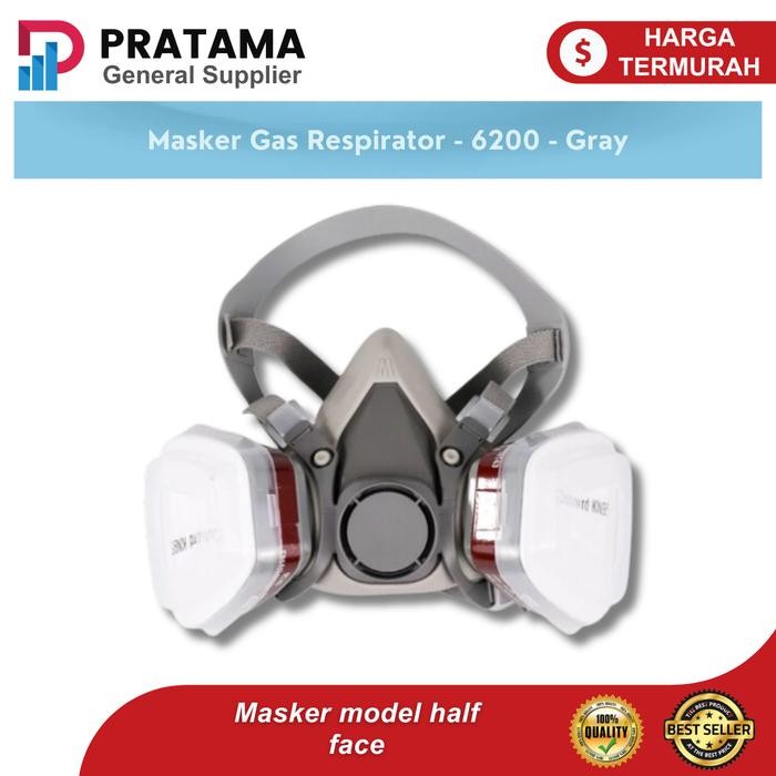 Masker Gas Respirator Kn95 - 6200 - Gray Masker Proyek Safety Mask Masker Debu Erupsi Masker Cat
