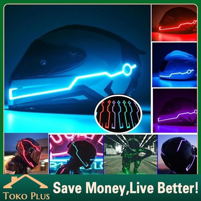 2Pcs Helm Lampu Led Sein Strip Tahan Air Untuk Motor Universal Led Helmet - Safety Warning Malam Set