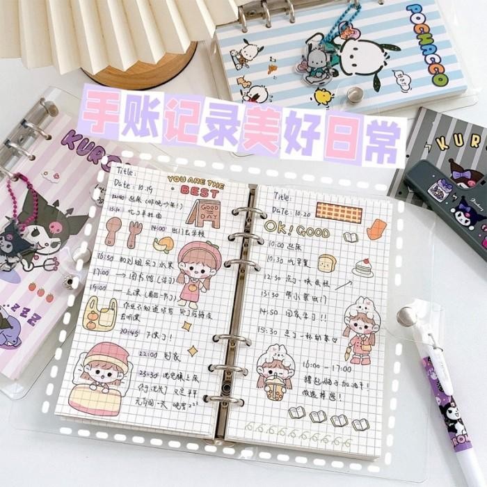 

RING BINDER TRANSPARAN SET KUROMI CINAMOROLL JOURNALLING KIT JOURNAL KODE 1287