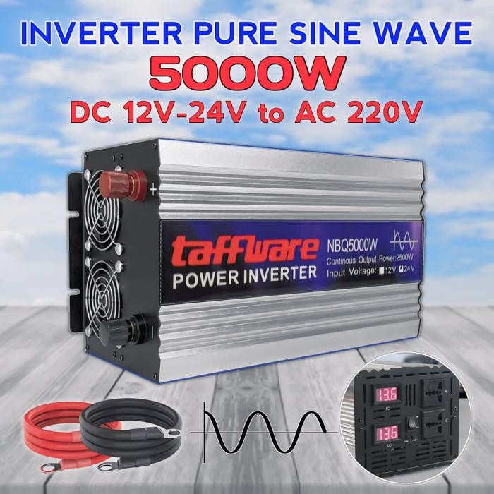 Power Inverter DC to AC 5000 Watt Pure Sine Wave 12V/24V ke AC 220V best seller