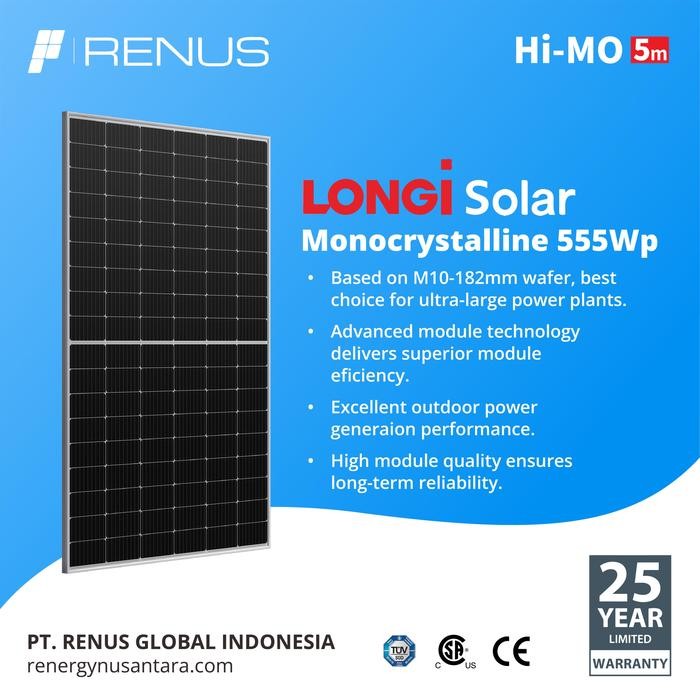 Panel Surya Longi 555 Wp Mono PERC Halfcut Solar Module best seller