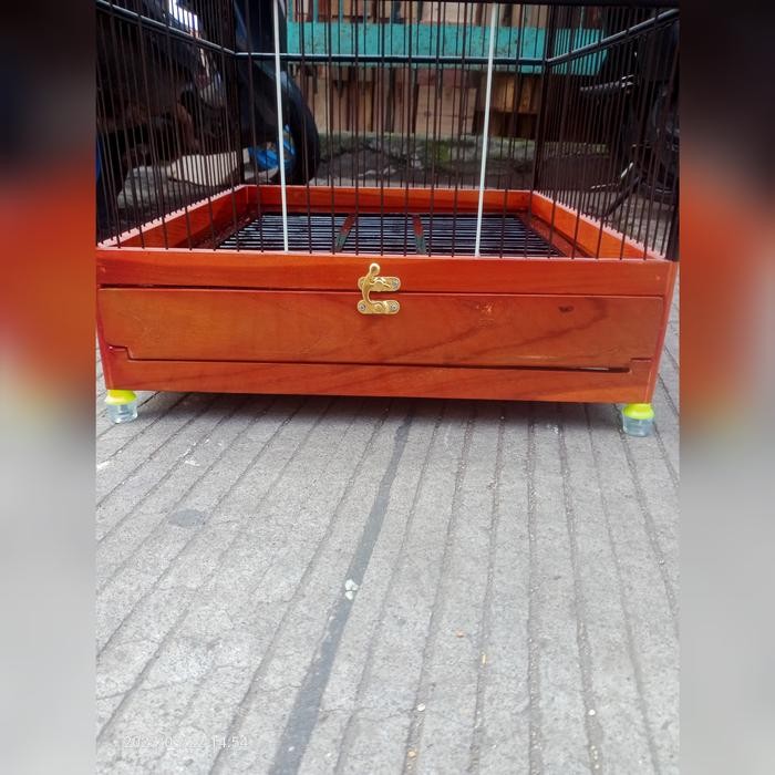 Kandang burung kenari,tledekan no 3 jeruji fiber vernis melamin