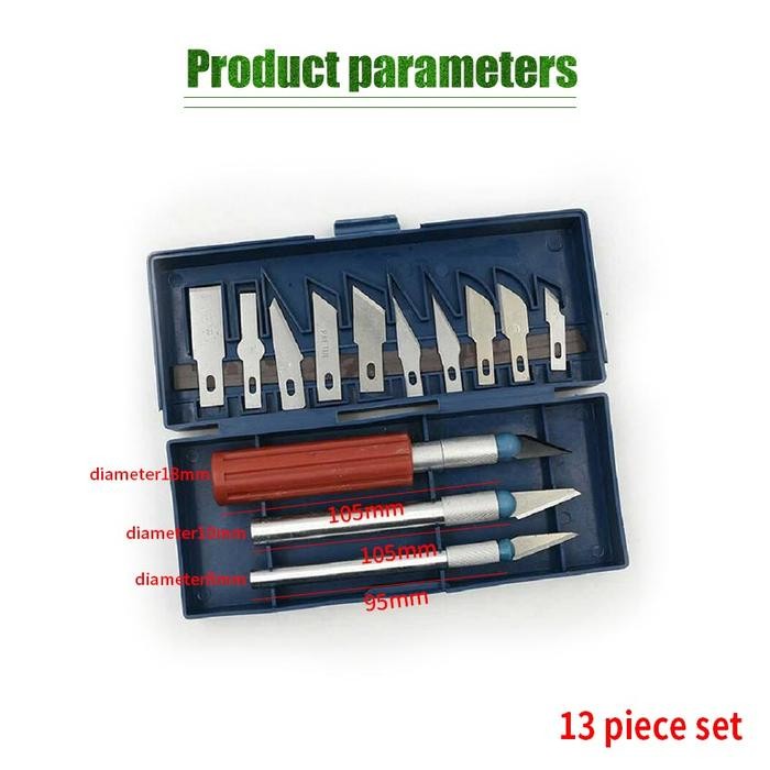 

13Pcs Pisau Ukir Paket Pahat Kayu 3 Handle Cutting Kepala Diy Bonsai