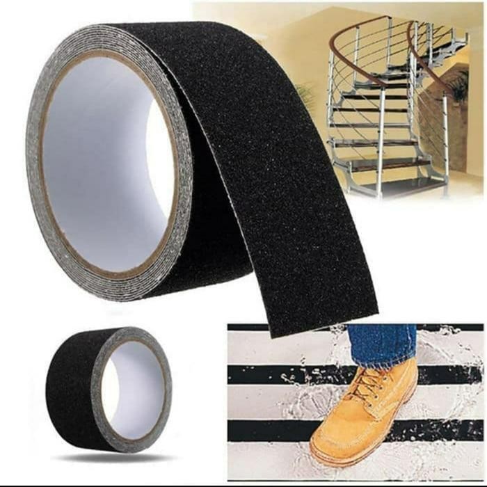 Stiker anti slip tangga - safety walk - Lakban anti Licin lantai Hitam