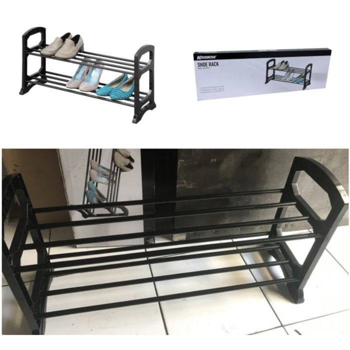 Krisbow Rak Sepatu Stackable 2 Tingkat - Hitam