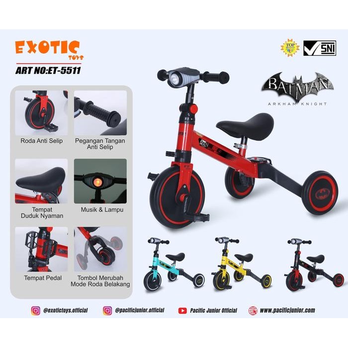 Sepeda Roda 3 / Balance Bike / Toddler Push Bike 3 in 1 Exotic