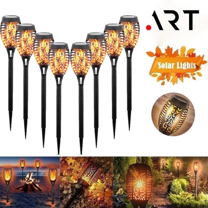 PREMIUM Lampu Obor api Solar LED / Lampu Taman Model Obor Tenaga Surya LED