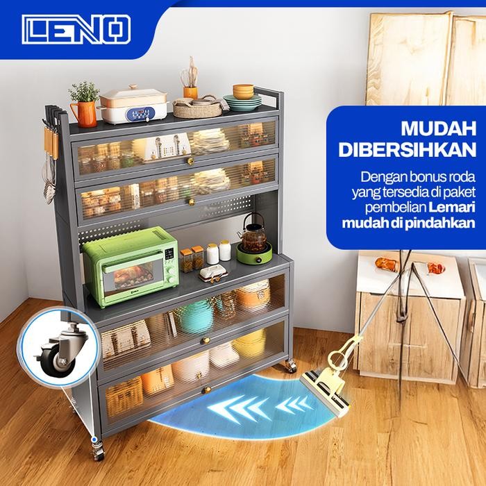 PREMIUM Rak Piring Besi Tertutup Anti Karat Rak Dapur Susun Lemari Dapur Serbaguna Full Besi