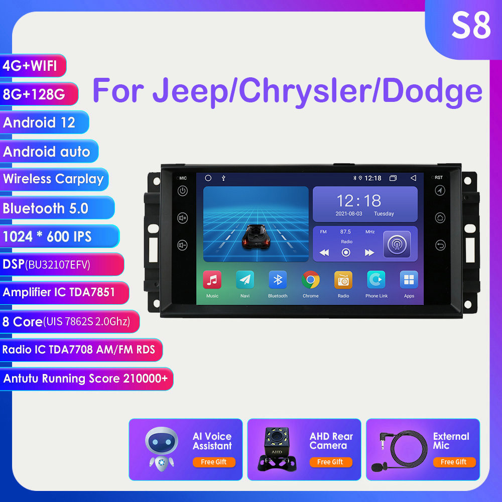 7"Carplay Android Car Radio Stereo Multimedia For Jeep Grand Cherokee