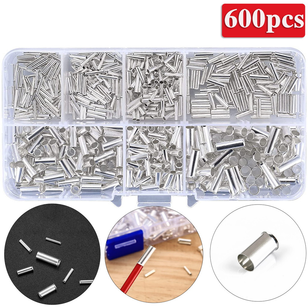 600PCS Non-Insulated Wire Connector Ferrules Electrical Cable