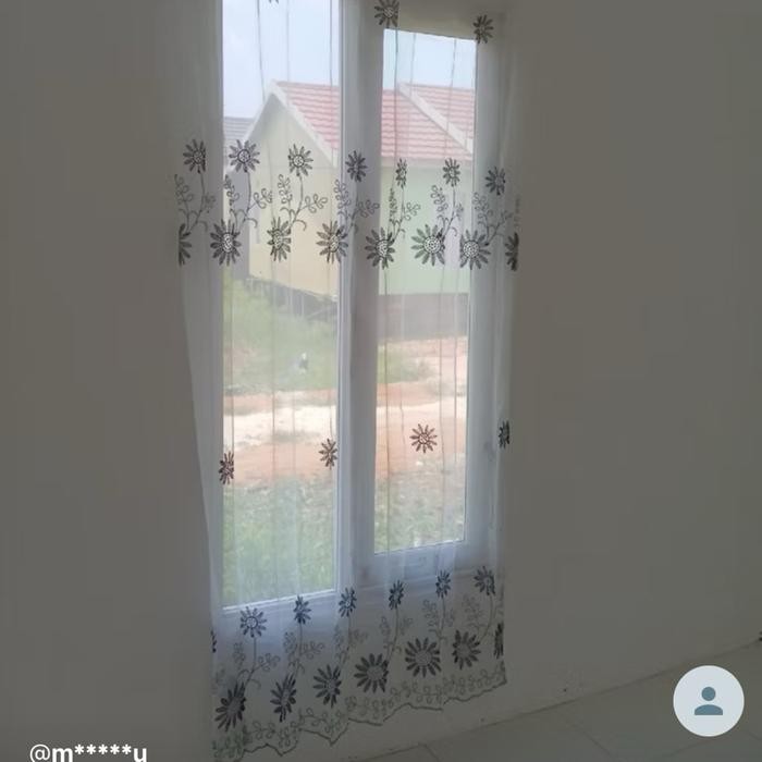 Vitrase bordir tinggi 230cm ,240cm,250cm gorden vitras putih transparan motif warna abu mewah