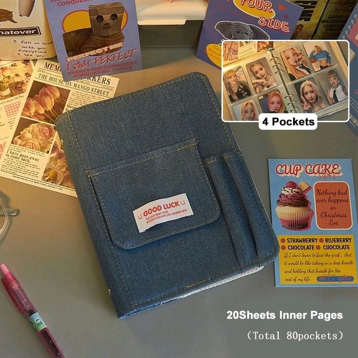 

[Deli Atk] A5 Denim Binder + 20 Sleeve 4P / 6 Ring Binder A5