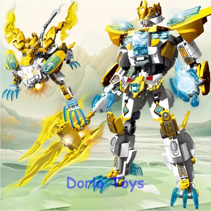Sembo Robot Mecha Armor - Koleksi Mythical Beast: Naga Azure, Harimau Putih & Phoenix Mainan Balok