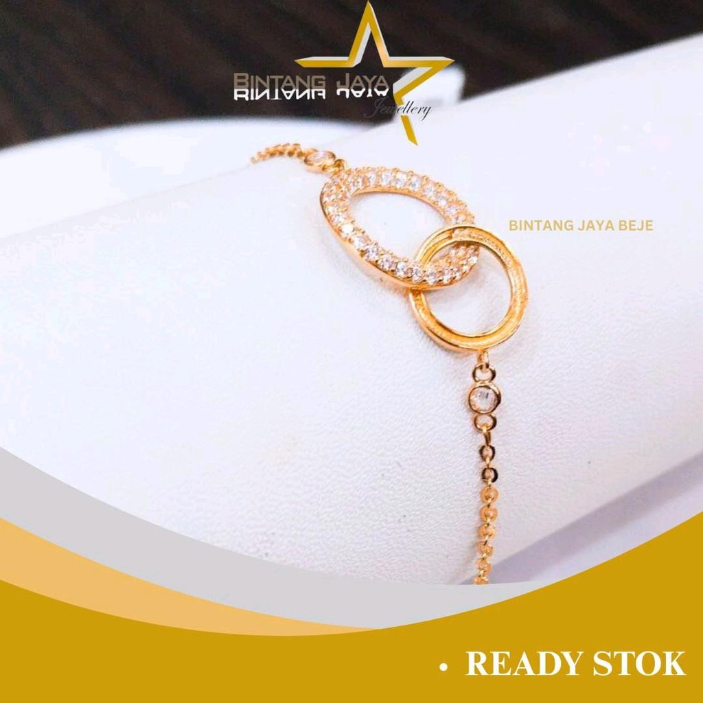 Gelang Emas Rantai Elly Bulat Putih Kait Per Panjang 17,5 cm - Emas Asli 16K - Berat 3,00 Gram - Mod