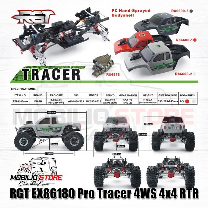 PROMO RGT EX86180 PRO TRACER 4WS 4X4 RTR 1/10 SCALE RC ROCK CRAWLER OFF-ROAD REMOTE CONTROL PACKING