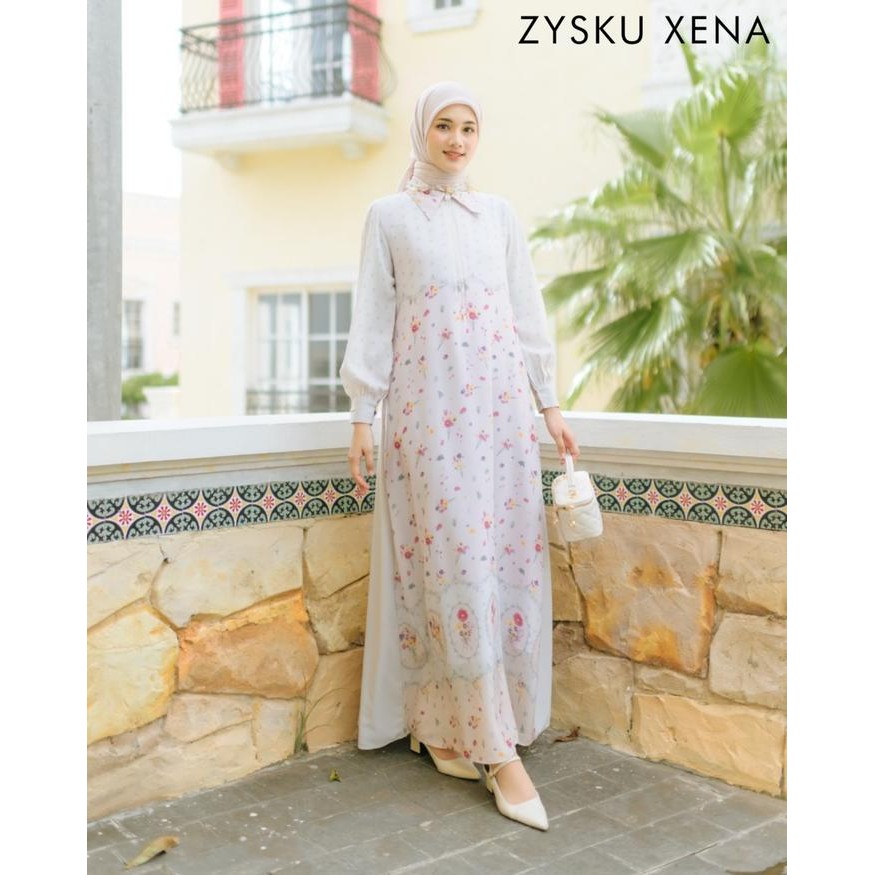 Quelene Dress - 3 Warna Zysku Xena Gamis Abaya Wanita Lengan Panjang Busui FriendlyPrintRaya