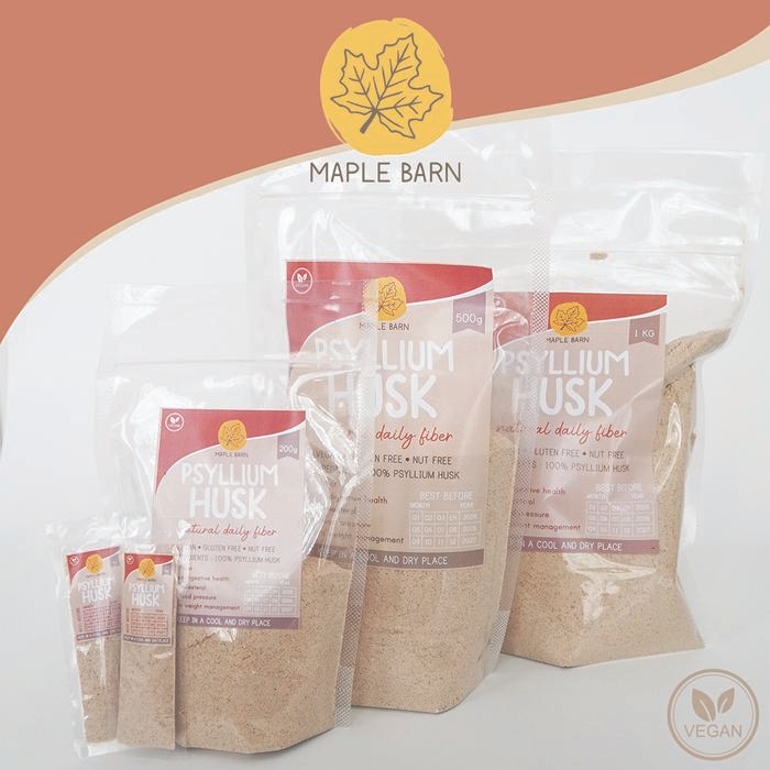 

Caraka.store1 Psyllium Husk Powder Maple Barn 1 kg 500 gr 200 sachet 5 g 1000