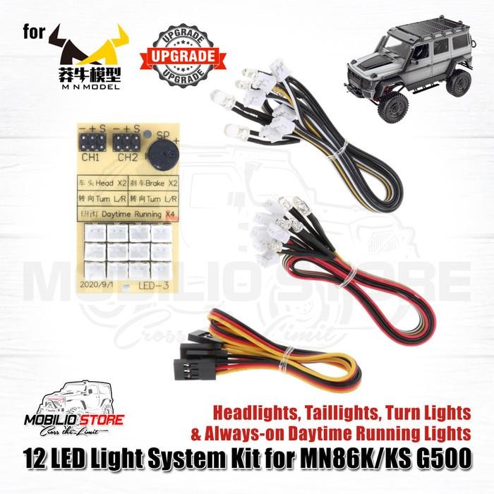 Stok Baru 12 LED Light System Kit for RC MN86K MN86KS G500 1:12 Scale Crawler
