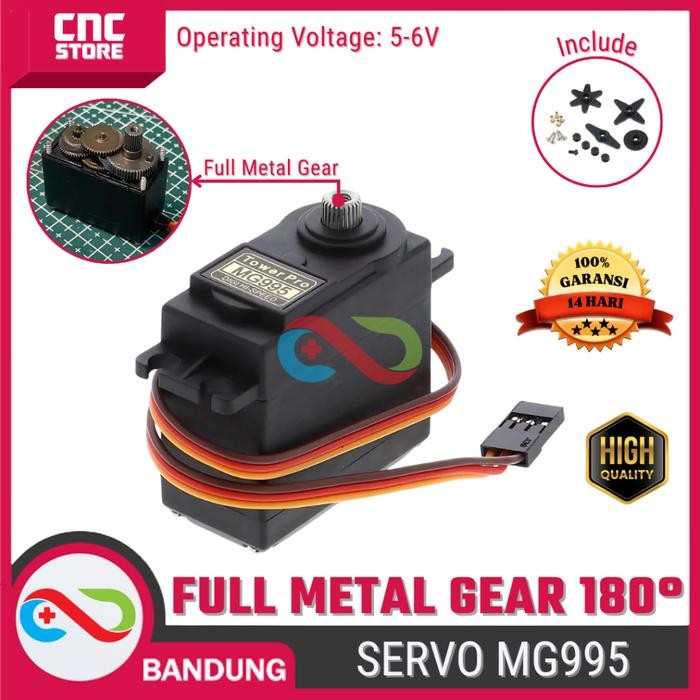 Stok Baru Motor Servo MG995 Tower Pro Full Metal 180 Derajat untuk Penggerak dan Robotika