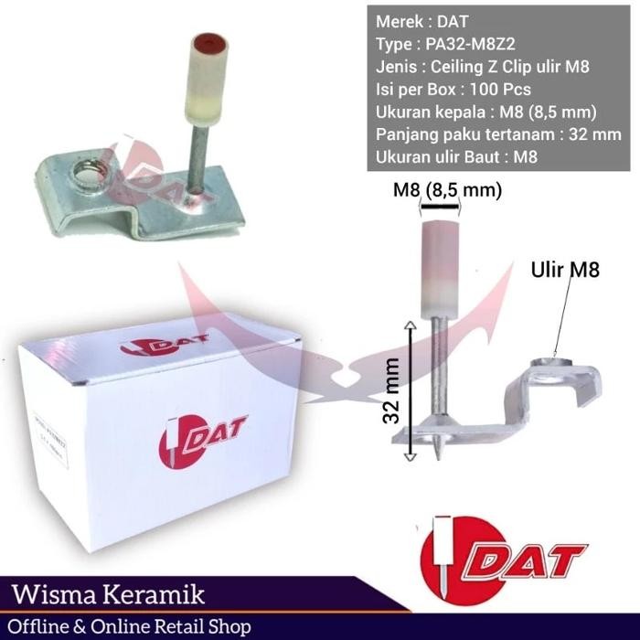 Dat Paku Tembak Beton, Paku Stamset Boset Plafon 8,5 Mm Ceiling Nail